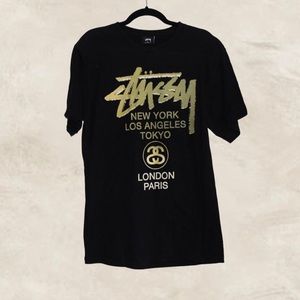 STUSSY | Gold and Black Stussy T-Shirt
